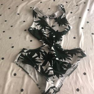 Super sexy plunging tropical one piece